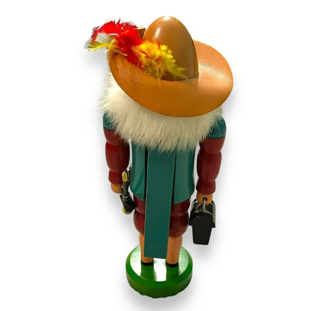 Nutcracker Musketeer w/Sword Leather Hat Feather NO FEET wooden Christmas Decor